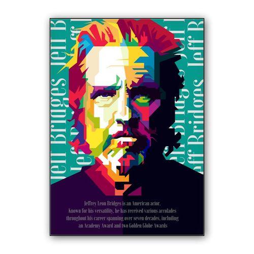 Jeffrey Leon Bridges Pop Art WPAP Illustration - Canvas Print wall art poster