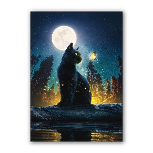 Cat Moon and Stars 2 wall art poster