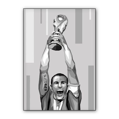 Fabio Cannavaro in black white classic  wall art poster