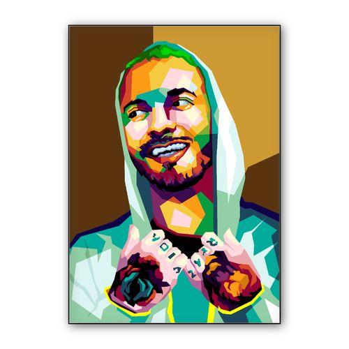 Rapper J Balvin in trending illustration wall art poster