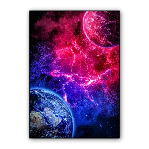 Red and Blue Planets wall art poster