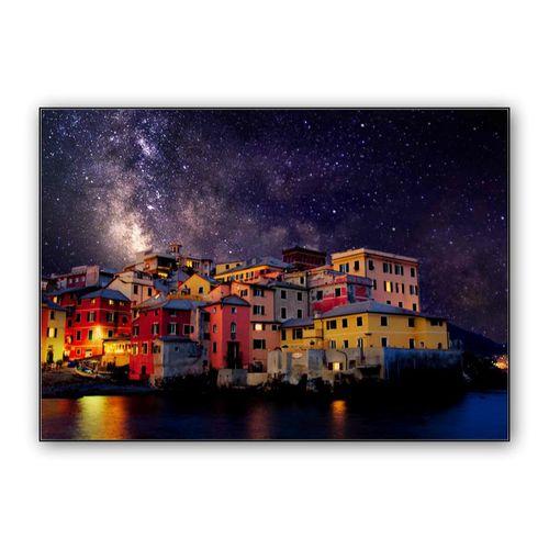 Boccadasse at night wall art poster