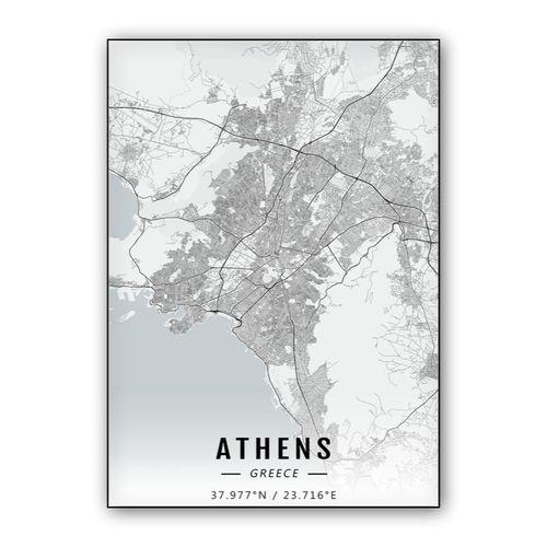 Athens map wall art poster