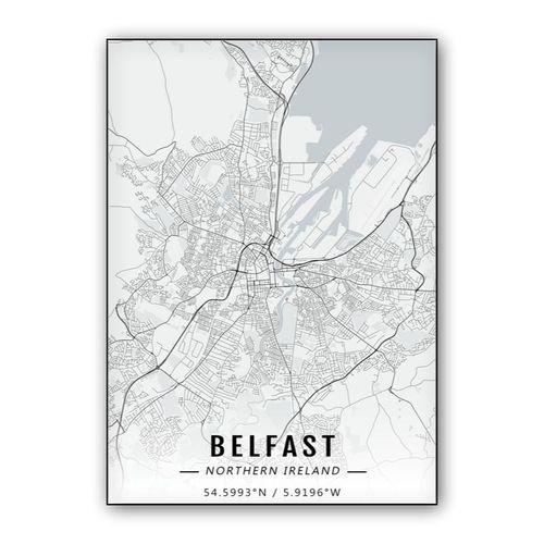 Belfast map wall art poster