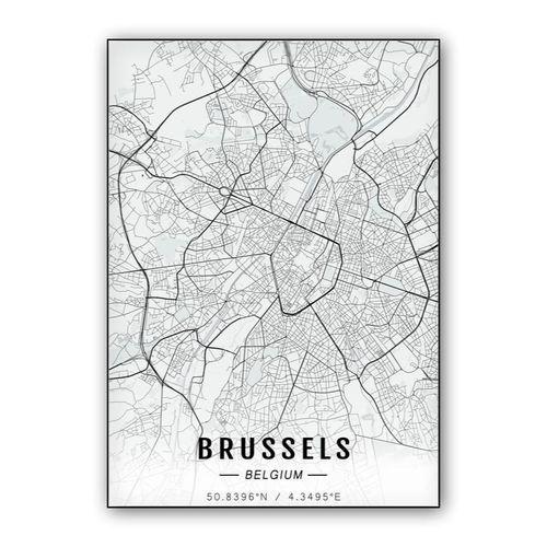 Brussels map wall art poster