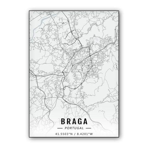 Braga map wall art poster