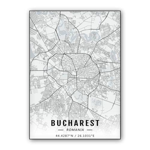 Bucharest map wall art poster