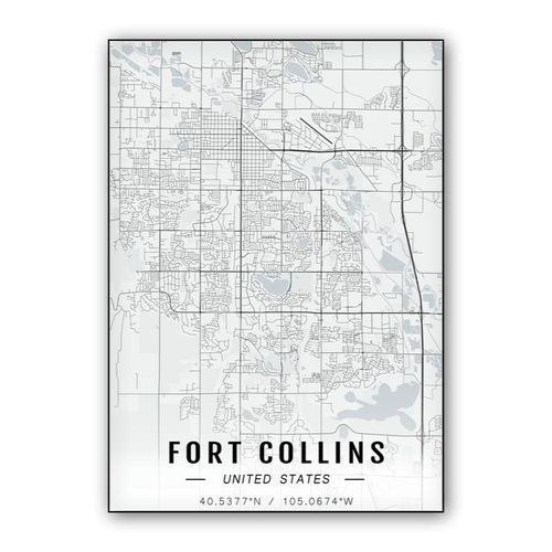 Fort Collins map wall art poster