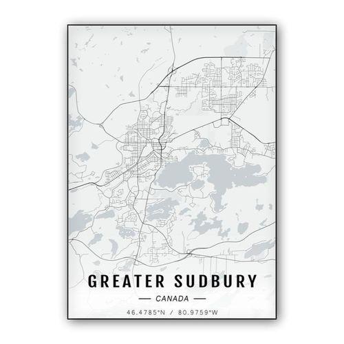 Greater Sudbury map wall art poster