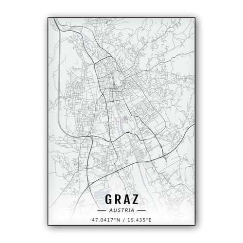 Graz map wall art poster