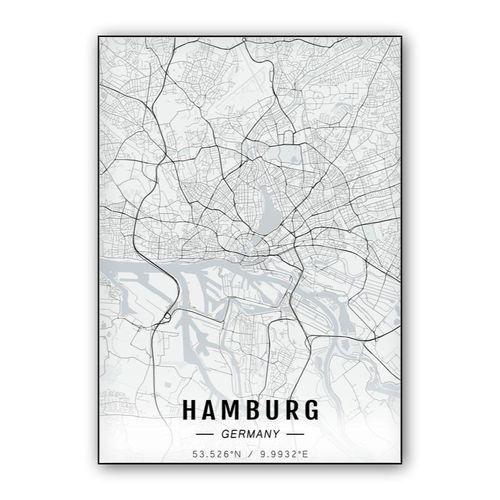 Hamburg map wall art poster