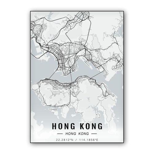 Hong Kong map wall art poster