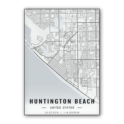 Huntington Beach map wall art poster
