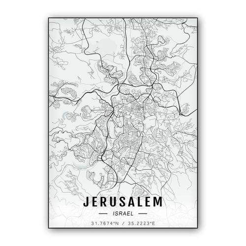 Jerusalem map wall art poster