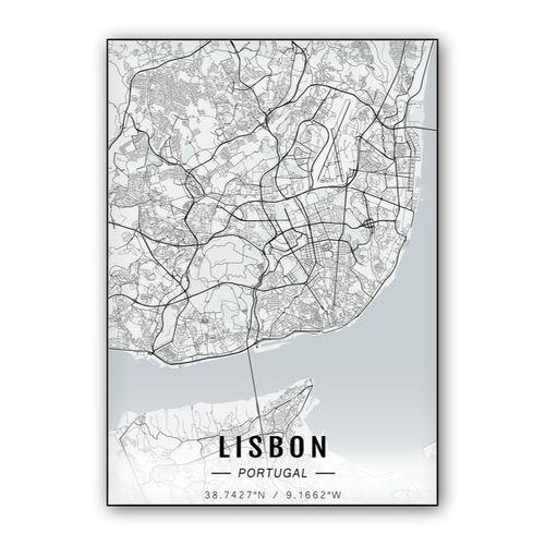 Lisbon map wall art poster