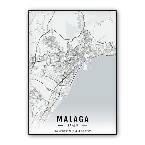 Malaga map wall art poster