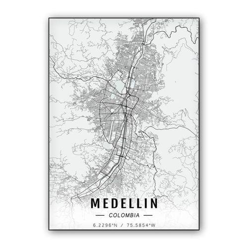 Medellin map wall art poster
