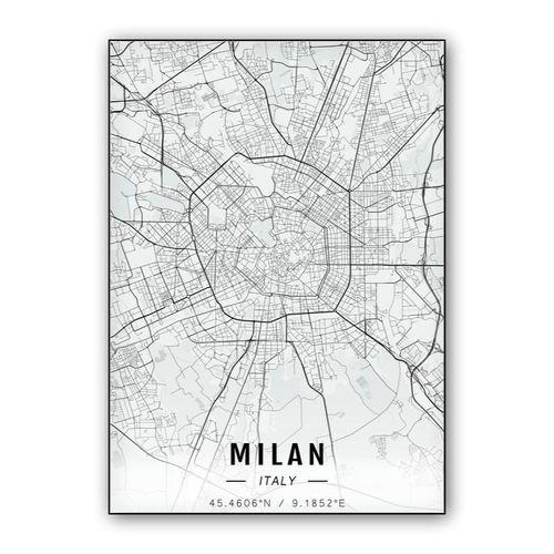 Milan map wall art poster