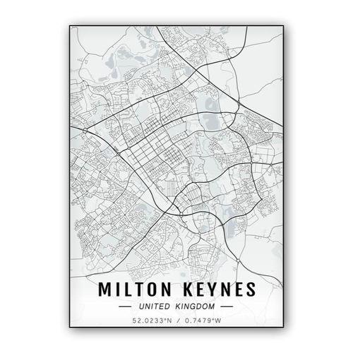 Milton Keynes map wall art poster