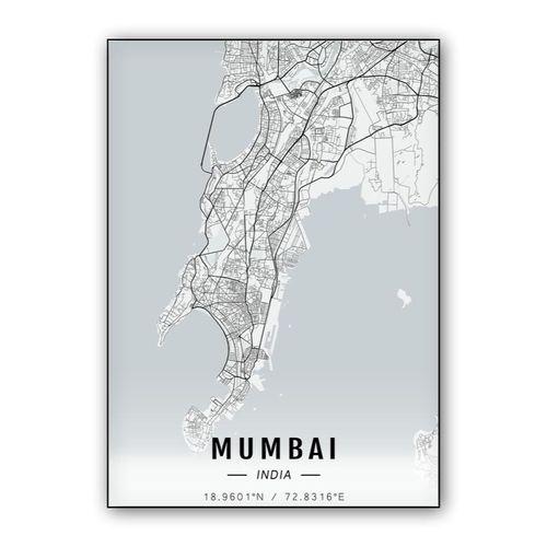 Mumbai map wall art poster