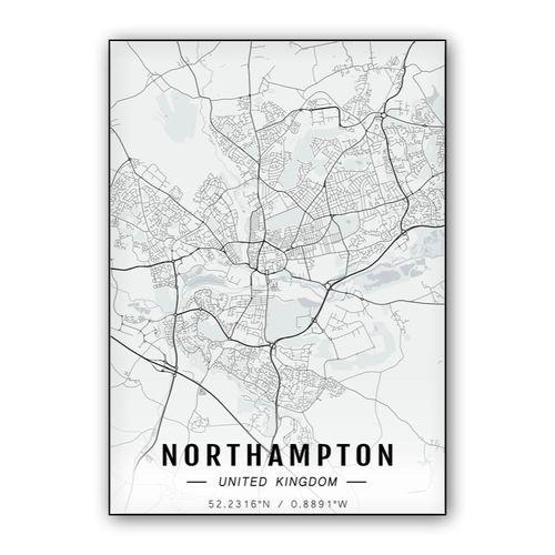 Northampton map wall art poster