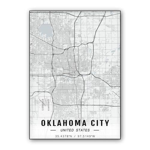 Oklahoma City map wall art poster