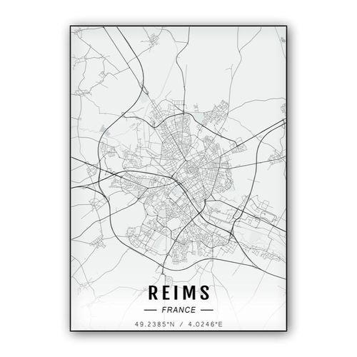 Reims map wall art poster