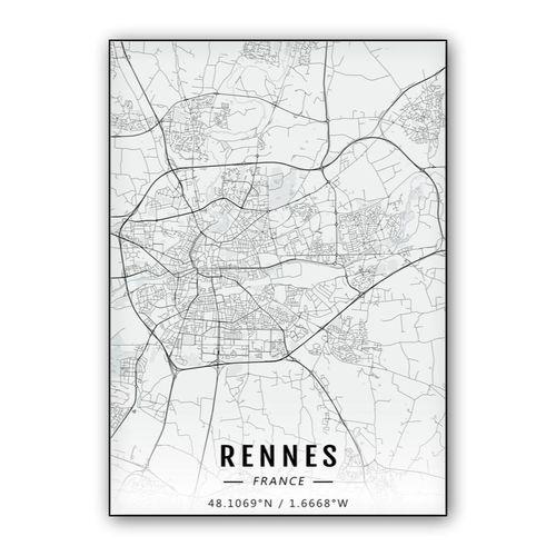 Rennes map wall art poster