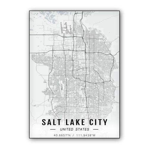 Salt Lake City map wall art poster