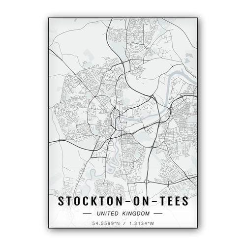 Stockton-on-Tees map wall art poster