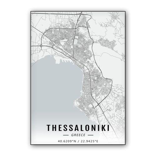 Thessaloniki map wall art poster