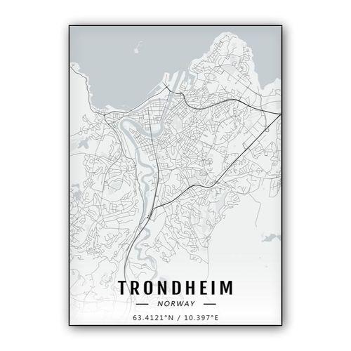 Trondheim map wall art poster