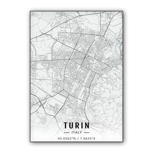 Turin map wall art poster