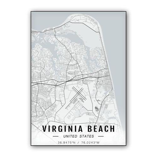 Virginia Beach map wall art poster