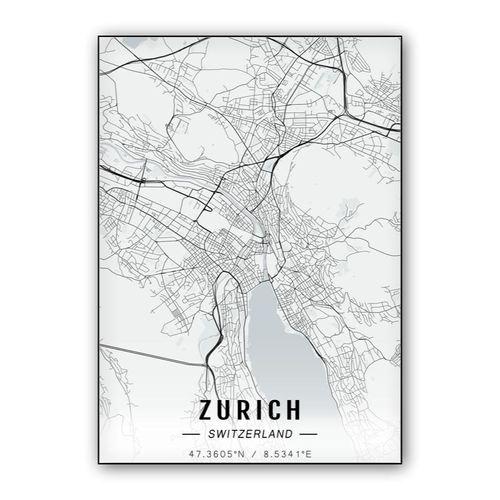 Zurich map wall art poster