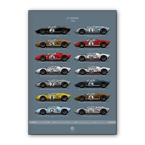 Le Mans 1966 Ford Gt40 complete wall art poster