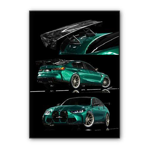 BMW M3 G80 Competition AC Custom ( Potrait 3 ) wall art poster