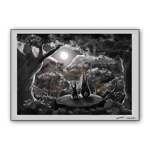 Bunnies at Sunset wall art poster