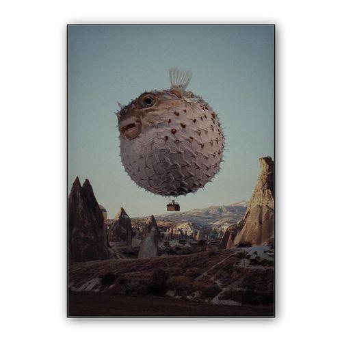 Travel notes of flying Dolphin wall art poster