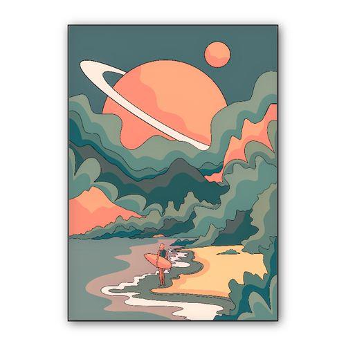 Space beach wall art poster