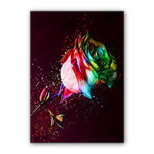 Colored Rose wall art poster