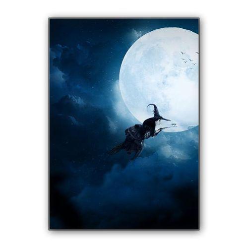 Witch on Full Moon wall art poster