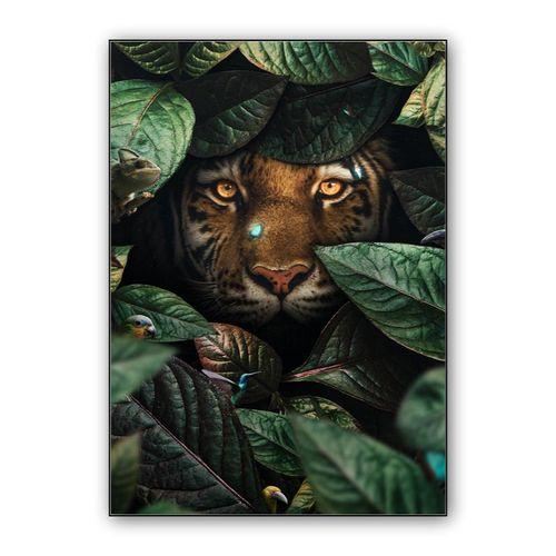Tiger in Leaves wall art poster