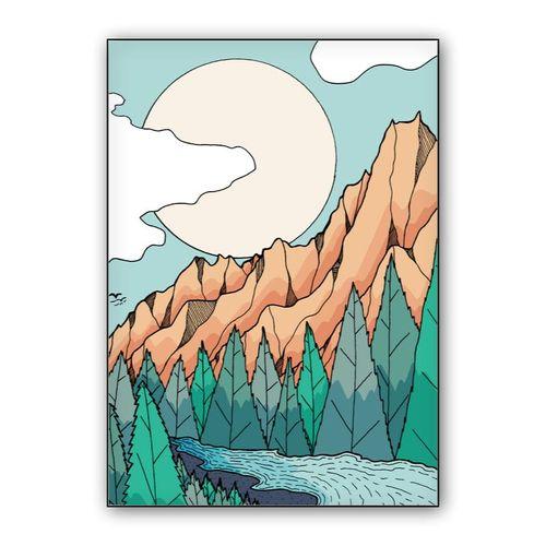 As the river turns around the mountains wall art poster