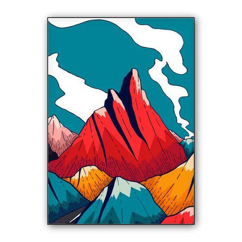 Smoke trail mountains wall art poster