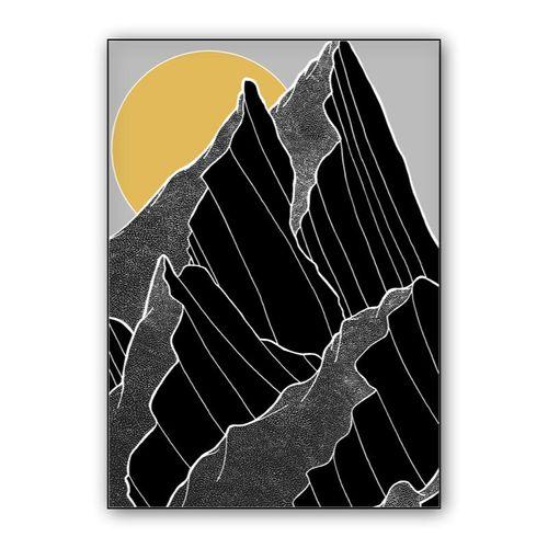 The dark peaks under the golden sun wall art poster