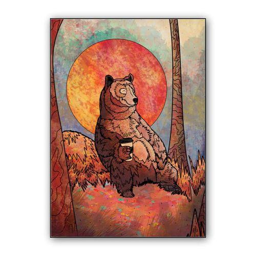 The relaxing bear wall art poster