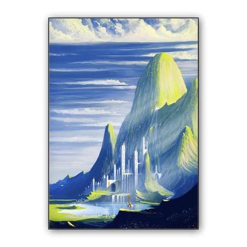 Castle and lake wall art poster