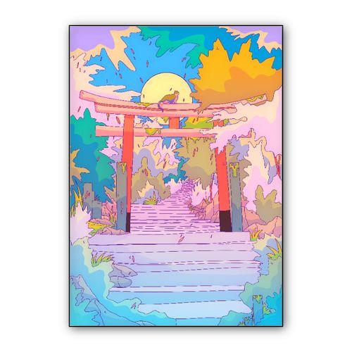 The colorful Torii gate wall art poster