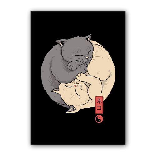 Yin Yang cats wall art poster